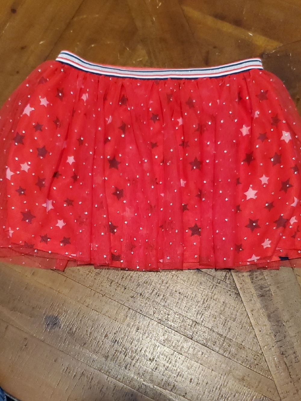 Celebrate It Red Star Tulle Skirt with Striped Waistband